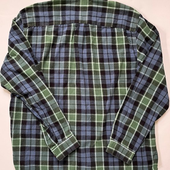 Men's L L Bean Button Down Green Plaid Flannel Shirt Sz Large Traditional Fit - Picture 4 of 4